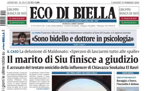 “Il marito di Siu finisce a giudizio”: la prima pagina di Eco di Biella in edicola oggi