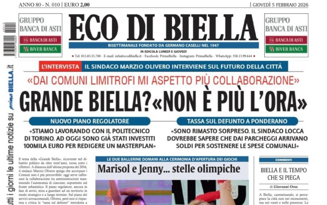 “Grande Biella? Non è più l’ora”: la prima pagina di Eco di Biella in edicola oggi