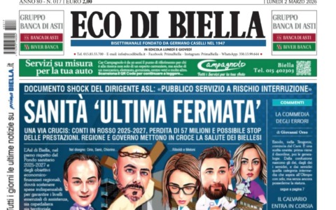 “Sanità ultima fermata”: la prima pagina di Eco di Biella in edicola oggi