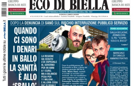 “Quando ci sono i denari in ballo la sanità ‘sballa’”: la prima pagina di Eco di Biella in edicola oggi