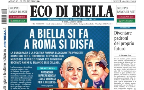 “A Biella si fa a Roma si disfa”: la prima pagina di Eco di Biella in edicola oggi