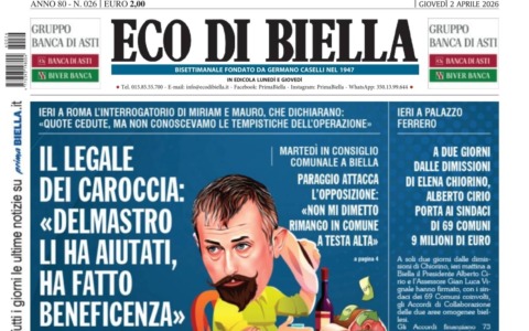 “Delmastro li ha aiutati, ha fatto beneficenza”: la prima pagina di Eco di Biella in edicola oggi