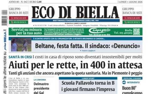 “Aiuti per le rette, in 400 in attesa”: la prima pagina di Eco di Biella in edicola oggi