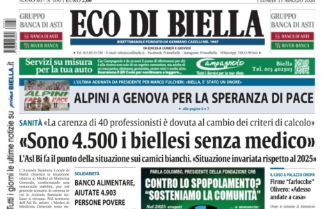 “Sono 4.500 i biellesi senza medico”: la prima pagina di Eco di Biella in edicola oggi