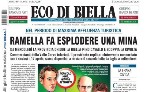 “Ramella fa esplodere una mina”: la prima pagina di Eco di Biella in edicola oggi