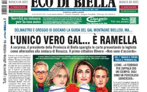 “L’unico vero Gal… è Ramella”: la prima pagina di Eco di Biella in edicola oggi