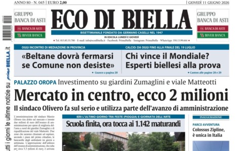 “Mercato in centro, ecco 2 milioni”: la prima pagina di Eco di Biella in edicola oggi