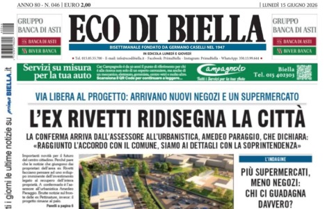 L’ex Rivetti ridisegna la città”: la prima pagina di Eco di Biella in edicola oggi