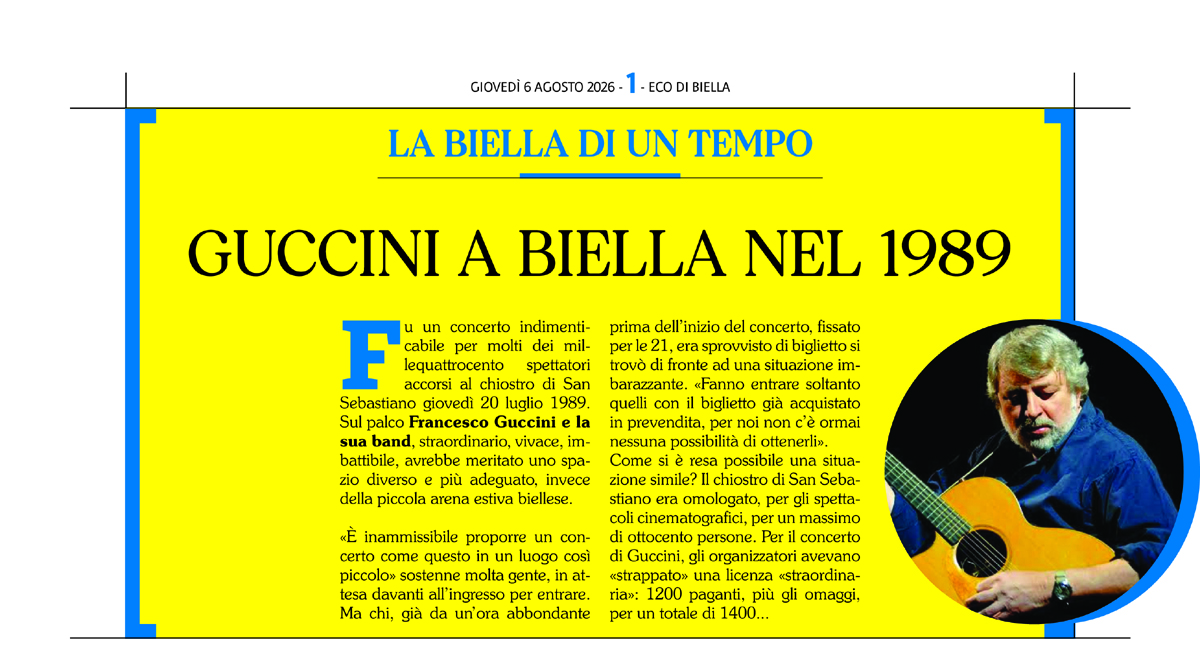 Guccini a Biella nel luglio del 1989