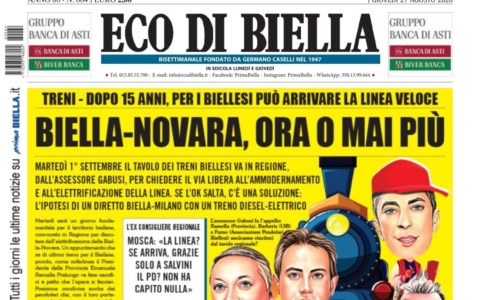 “Biella-Novara, ora o mai più”: la prima pagina di Eco di Biella in edicola oggi