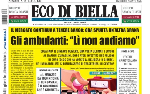 “Gli ambulanti: ‘Lì non andiamo’”: la prima pagina di Eco di Biella